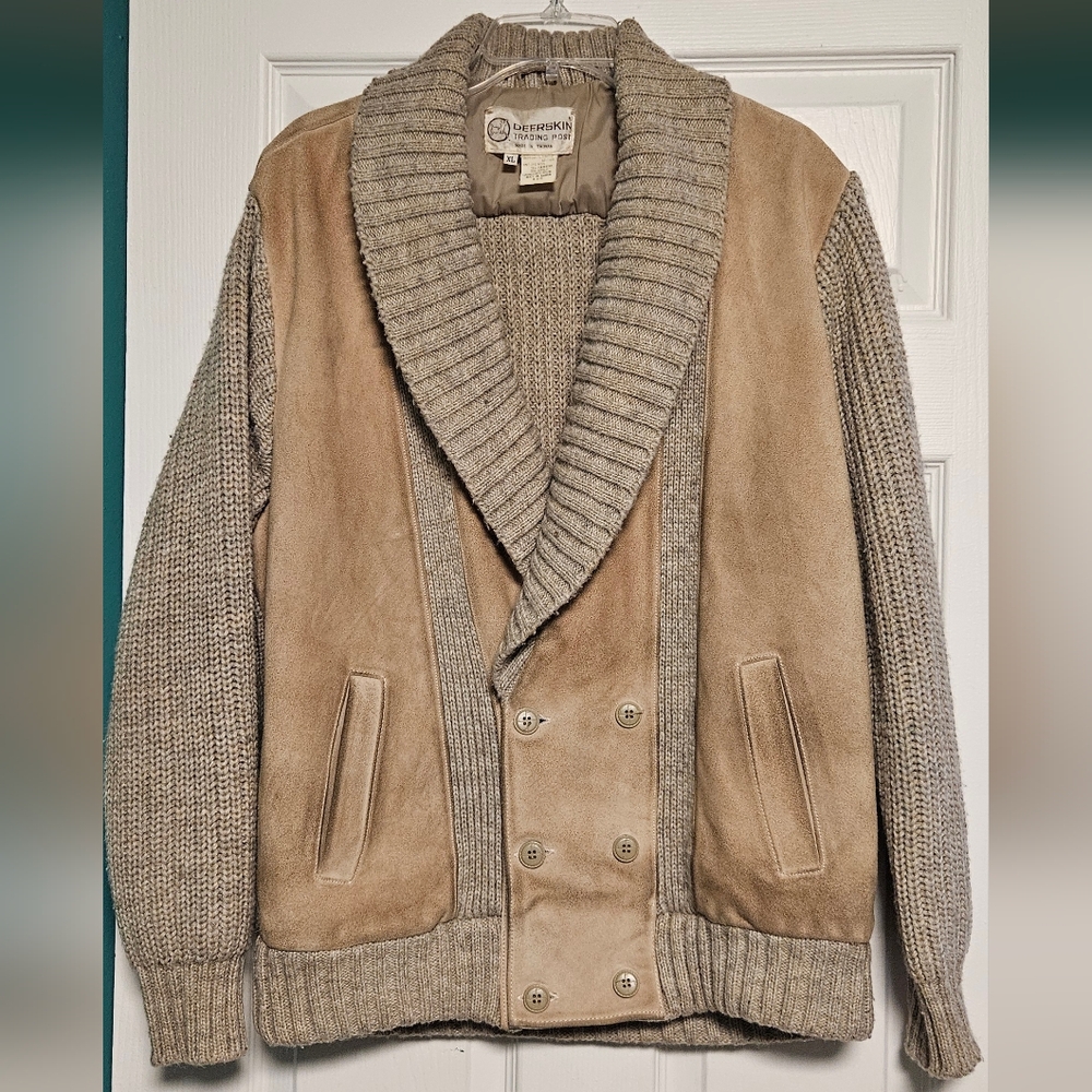 vintage Deerskin Trading Post men's deerskin leather and wool blend Size XL
